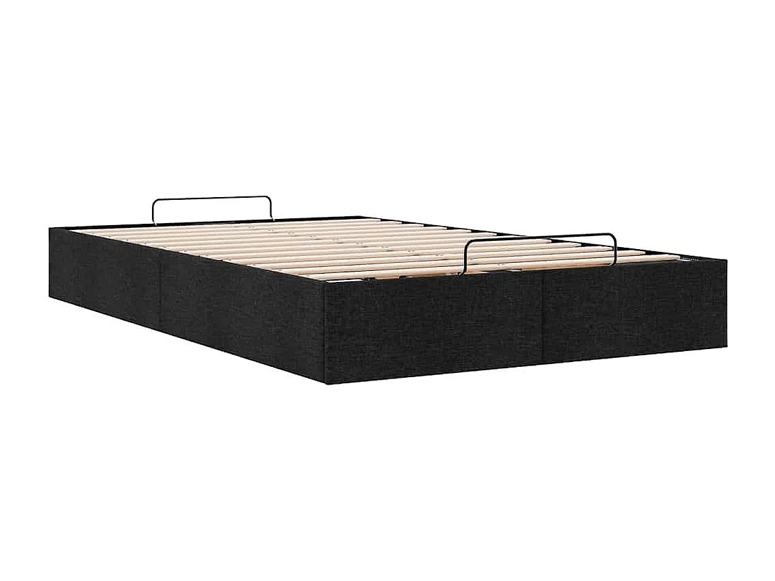 Cadre de lit ottoman sans matelas noir 120x200 cm tissu