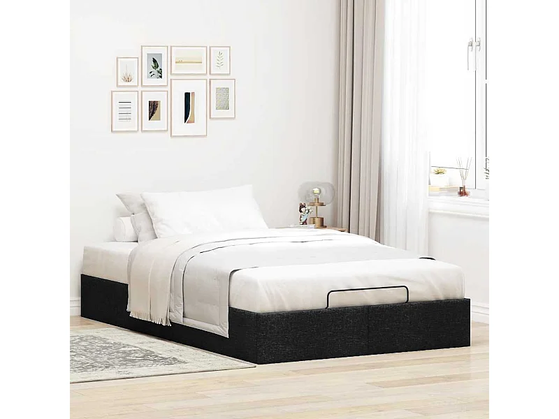 Cadre de lit ottoman sans matelas noir 120x200 cm tissu