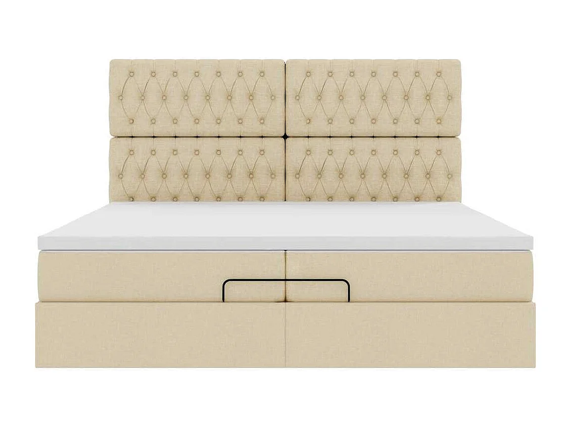 Estructura de cama otomana con colchones tela crema 200x200cm