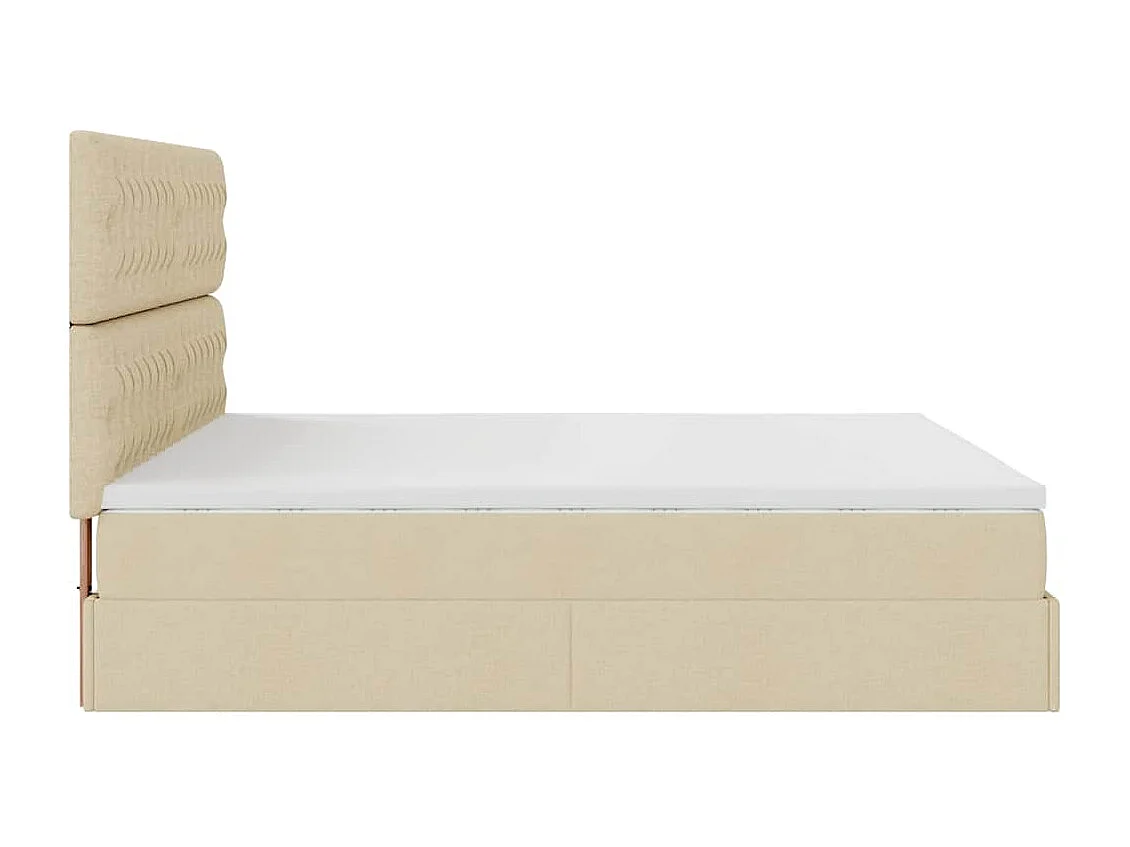 Estructura de cama otomana con colchones tela crema 200x200cm