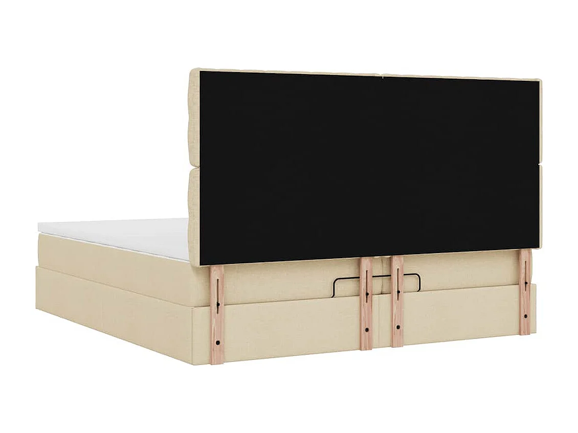 Cadre de lit ottoman avec matelas crème 200x200cm tissu