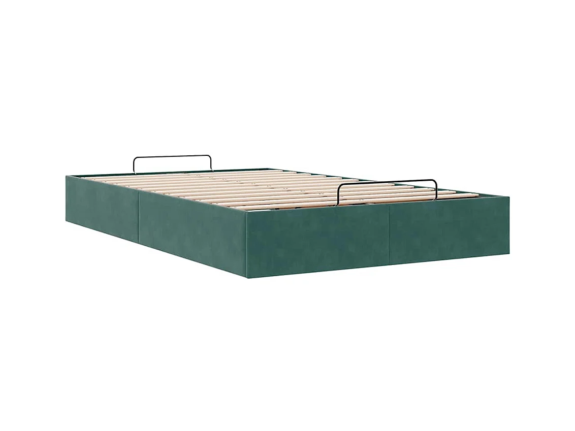 Cadre de lit ottoman sans matelas vert foncé 120x190 cm velours