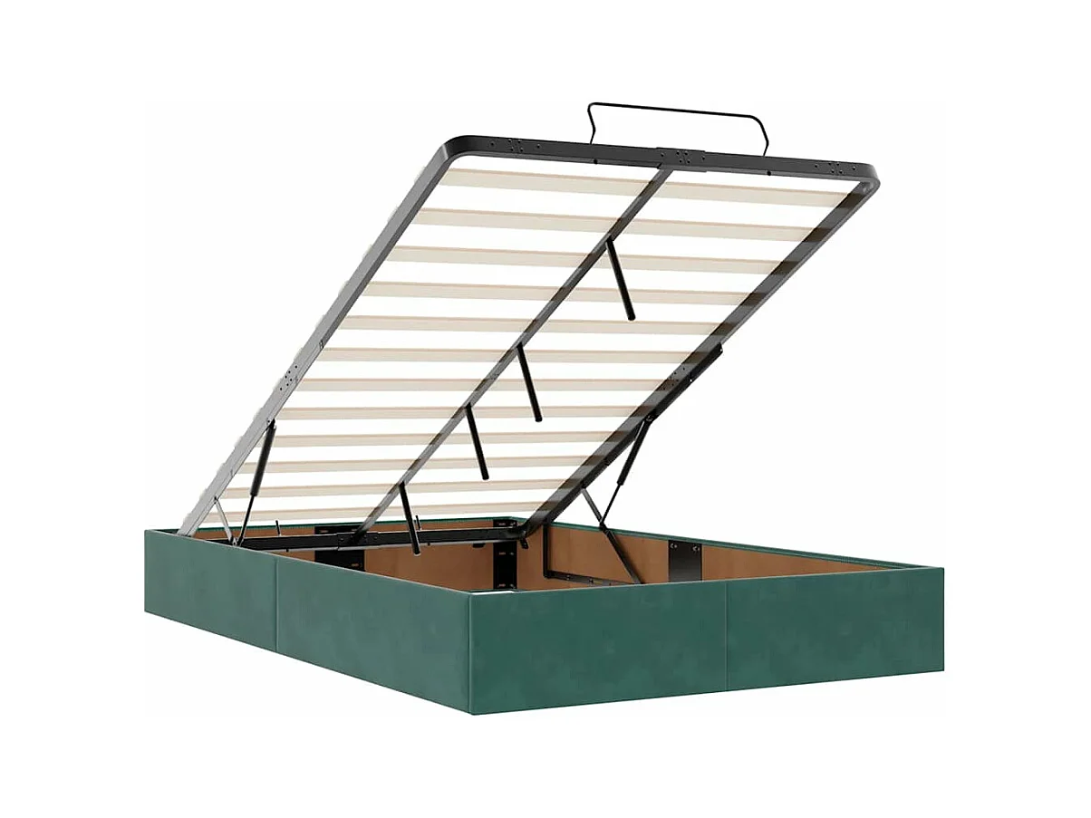 Cadre de lit ottoman sans matelas vert foncé 120x190 cm velours