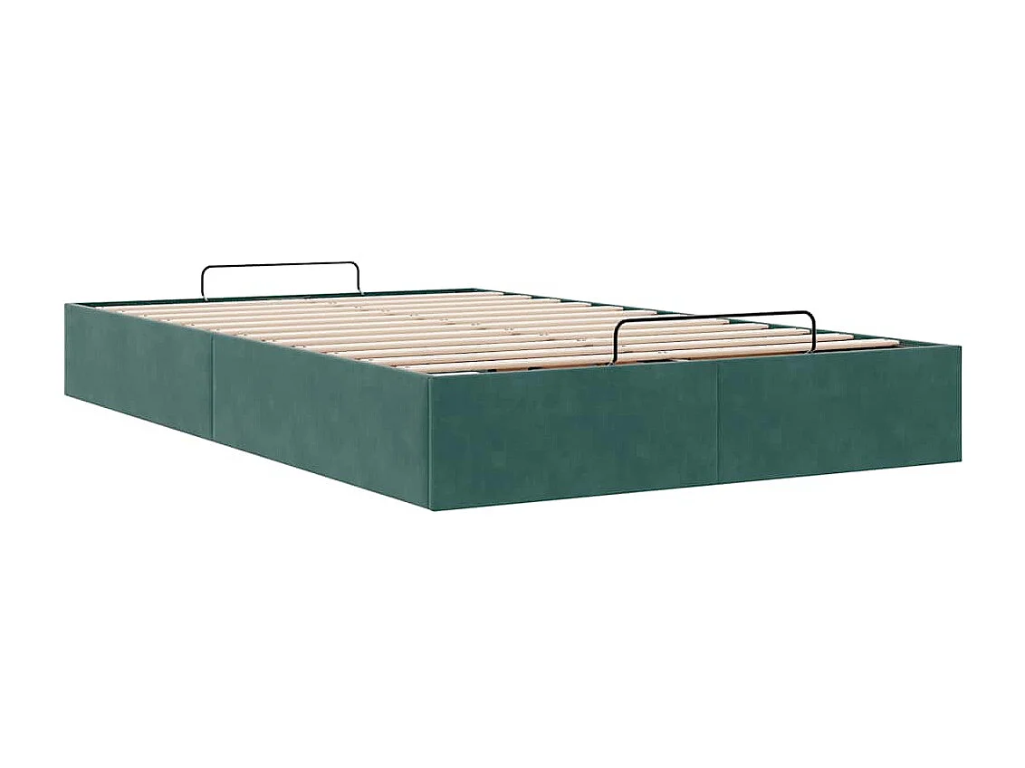 Ottoman Bed Frame Sem Colchão Verde Escuro 120x190 cm Veludo