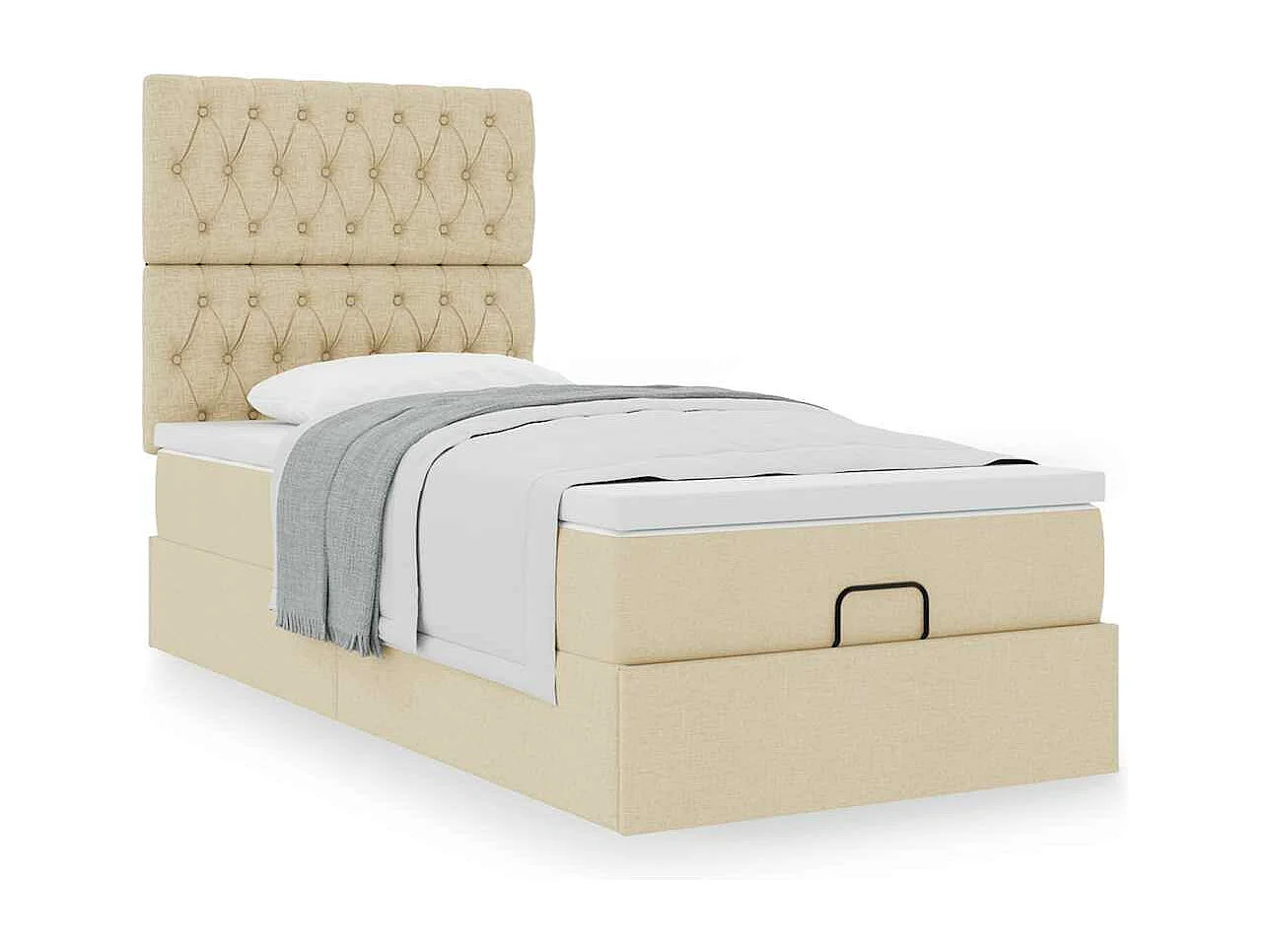 Cadre de lit ottoman avec matelas crème 100x200cm tissu