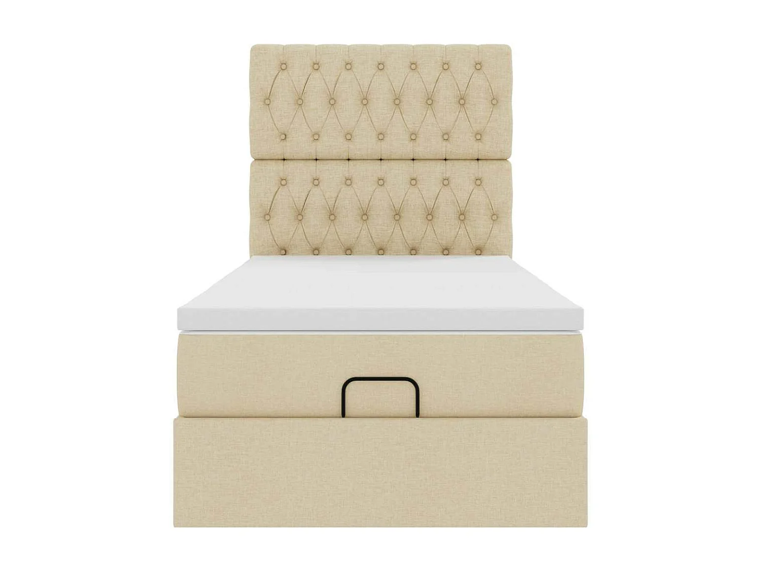 Cadre de lit ottoman avec matelas crème 100x200cm tissu