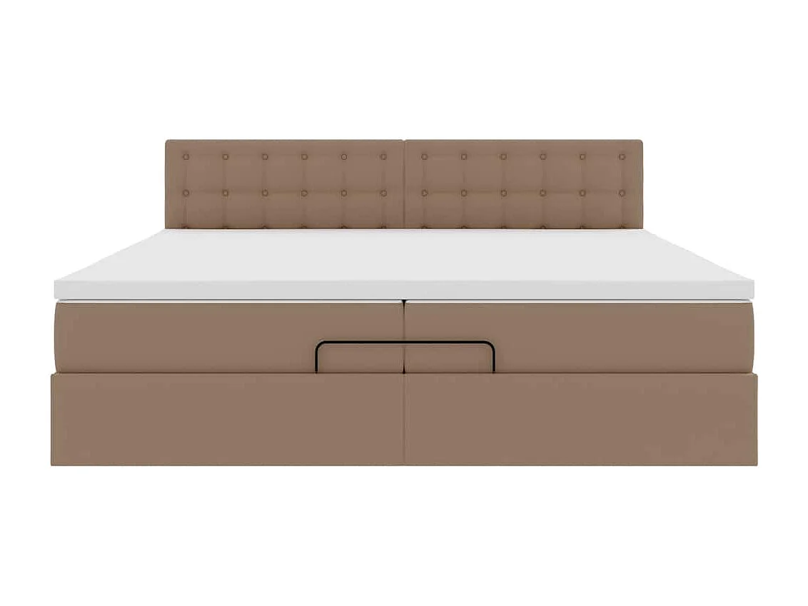 Estructura cama otomana colchón capuchino cuero sintético