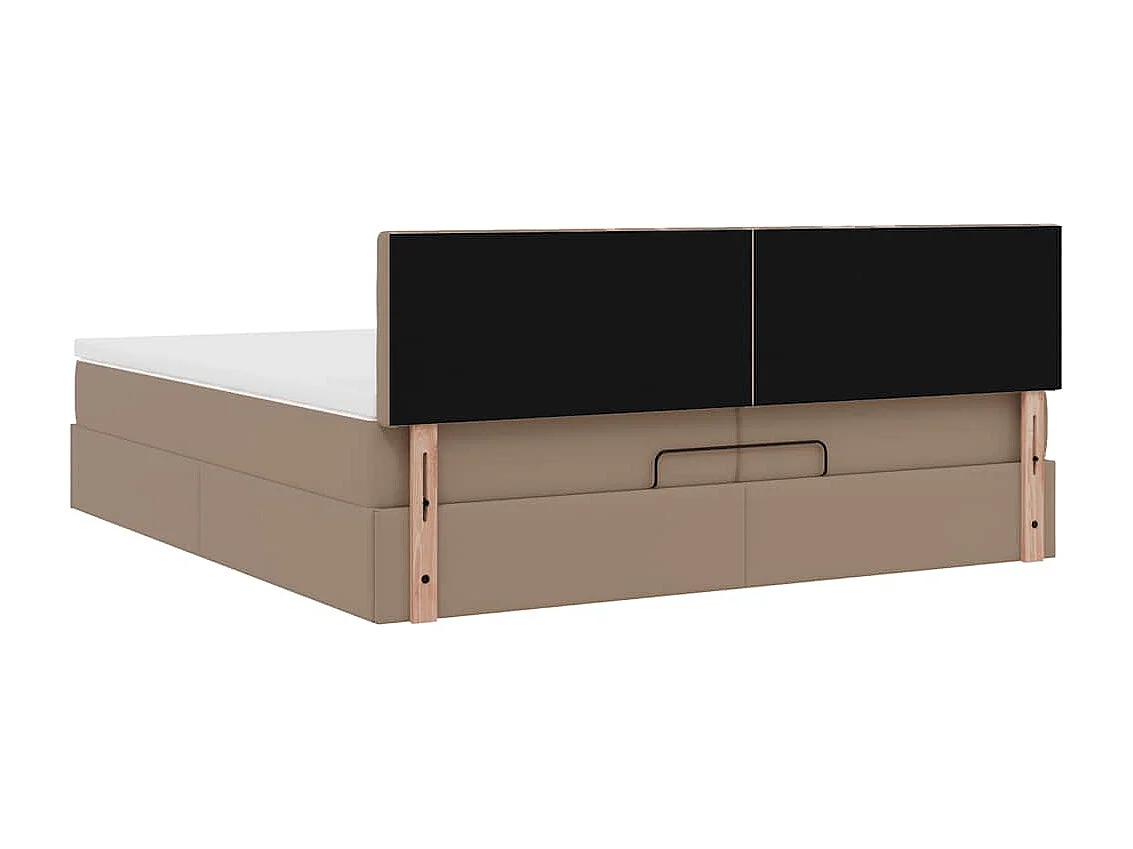 Estructura cama otomana colchón capuchino cuero sintético