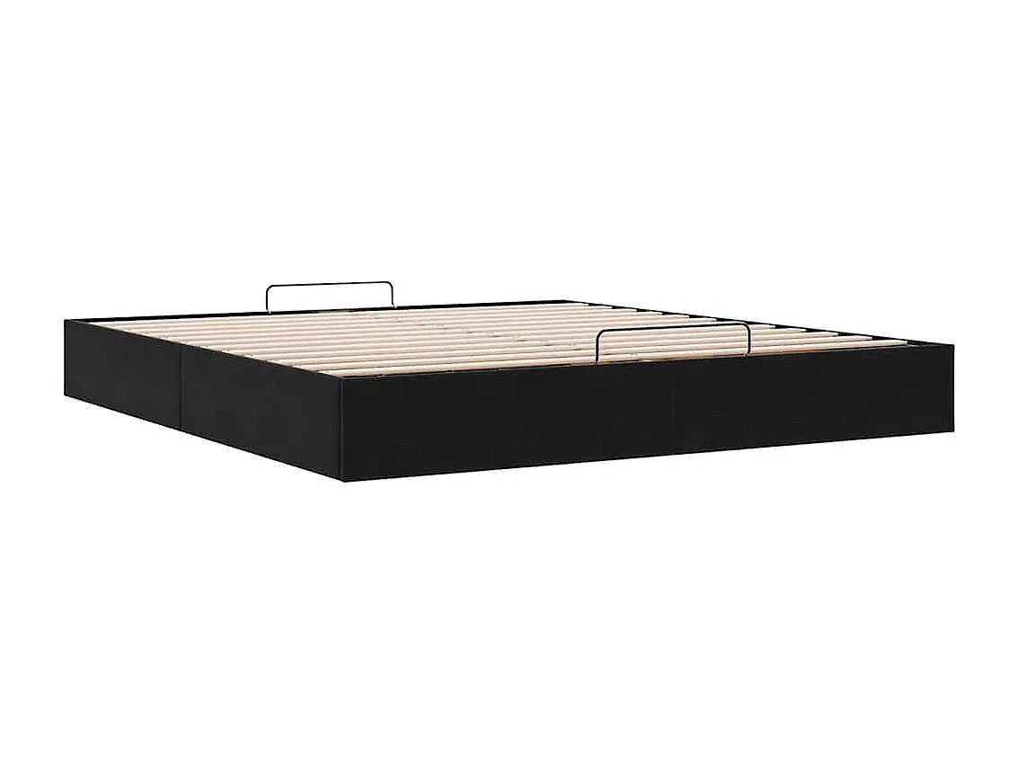 Cadre de lit ottoman avec matelas noir 180x200 cm velours