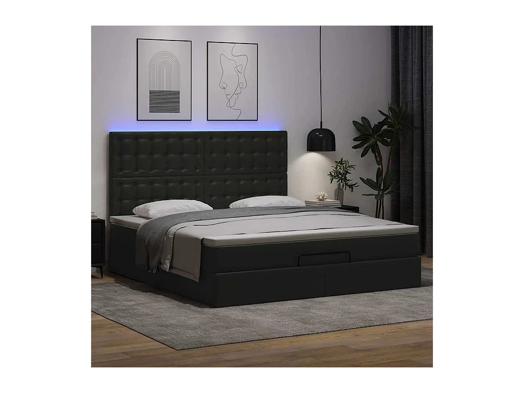 Estrutura de cama otomana com colchão 180x200 cm preta