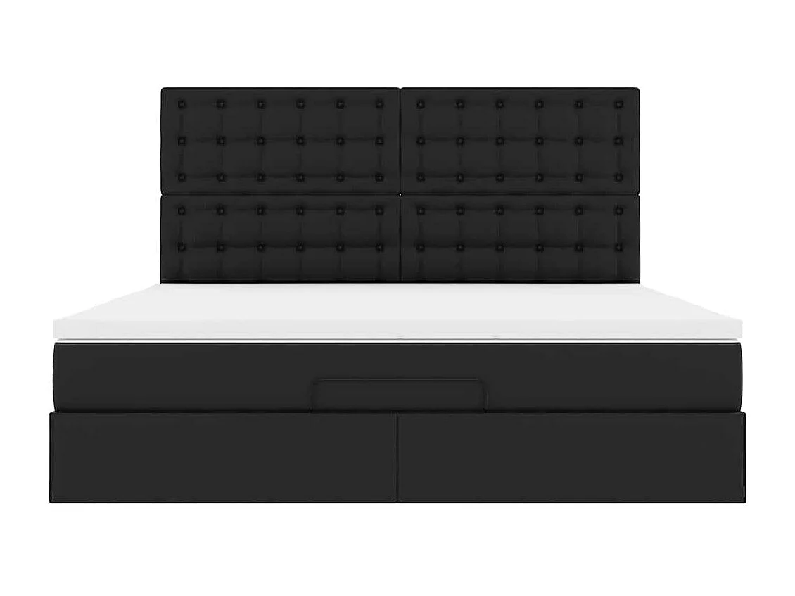 Estructura cama otomana colchón cuero sintético negro 180x200cm