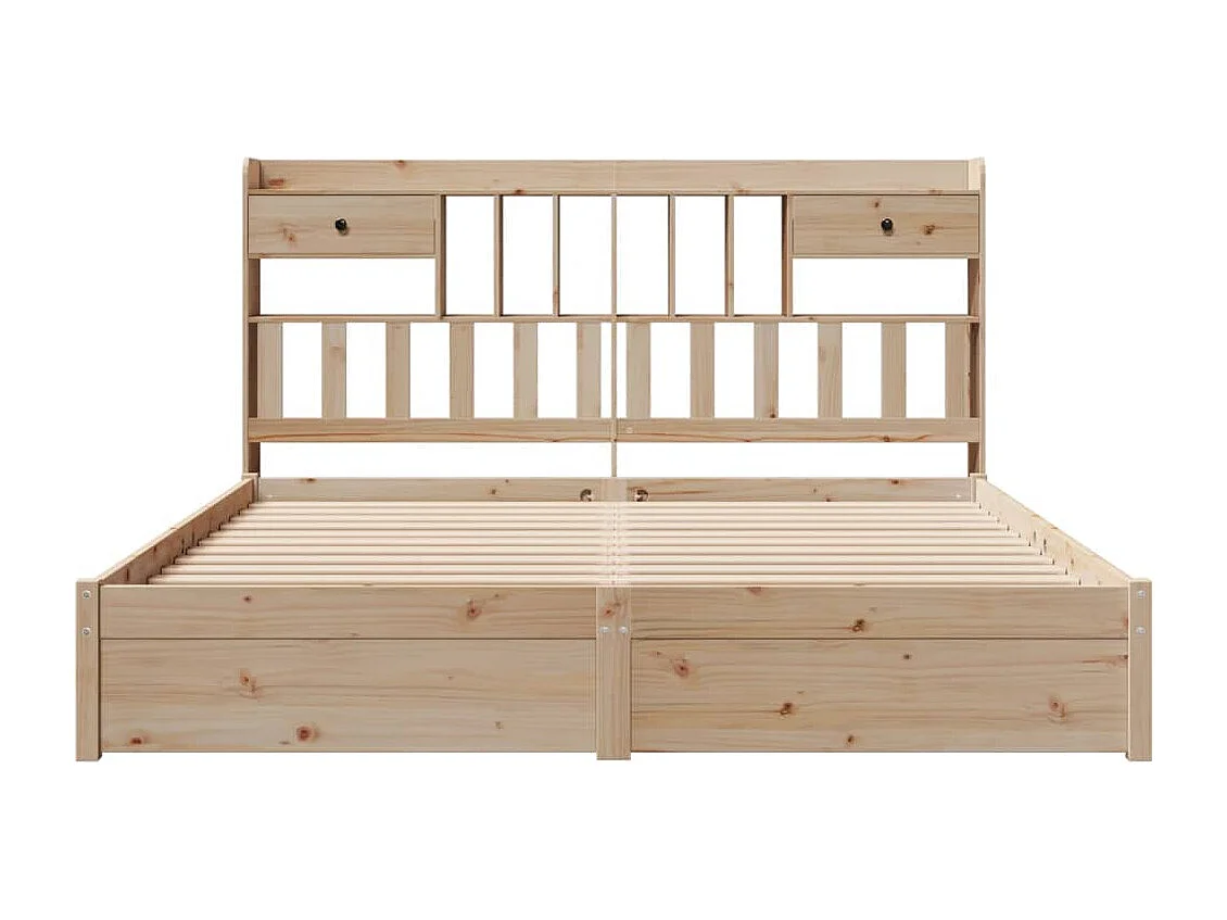 Cama con estantería sin colchón madera maciza de pino 200x200cm