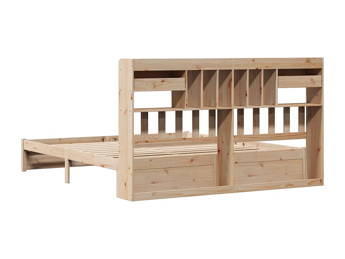 Cama con estantería sin colchón madera maciza de pino 200x200cm