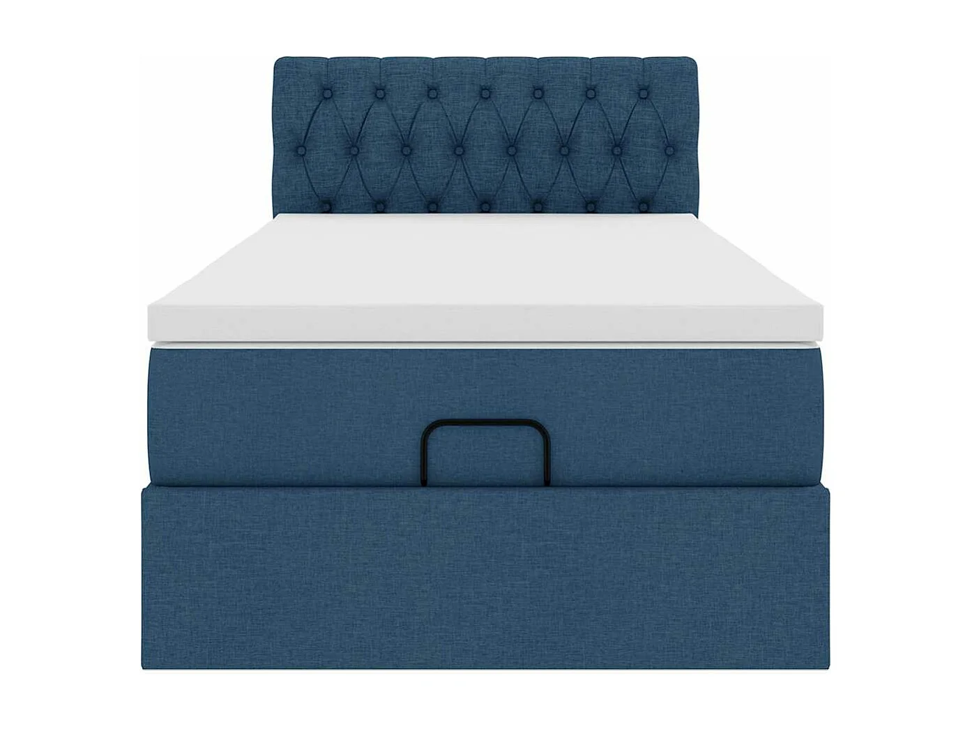 Cadre de lit ottoman avec matelas bleu 90x190 cm tissu