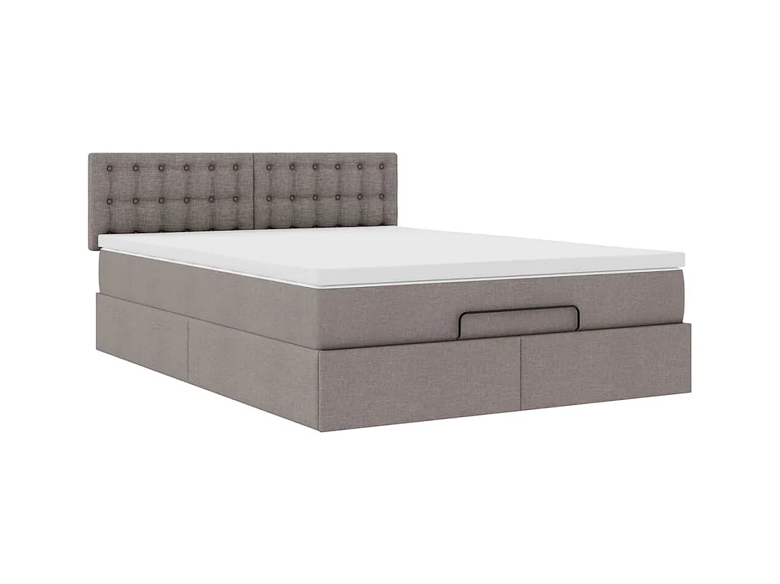 Cama otomana com colchão 140x200 cm tecido cinza