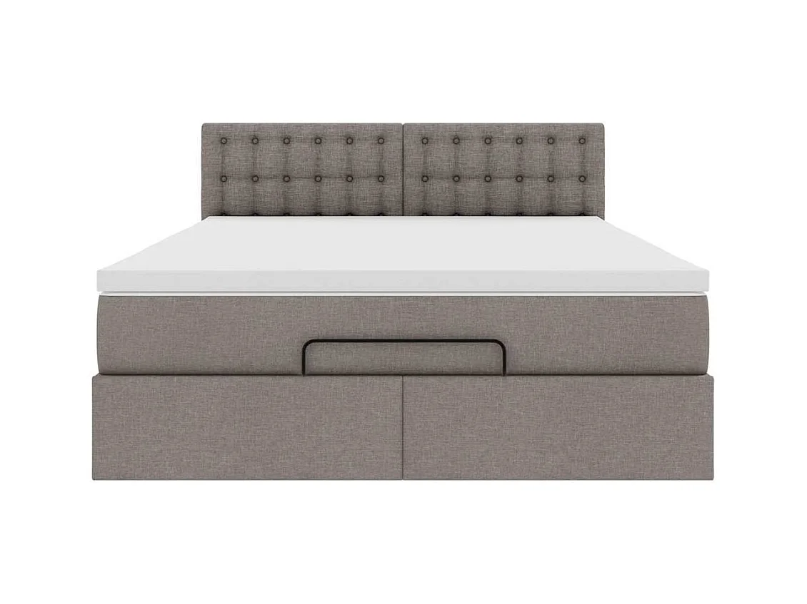 Cama otomana com colchão 140x200 cm tecido cinza