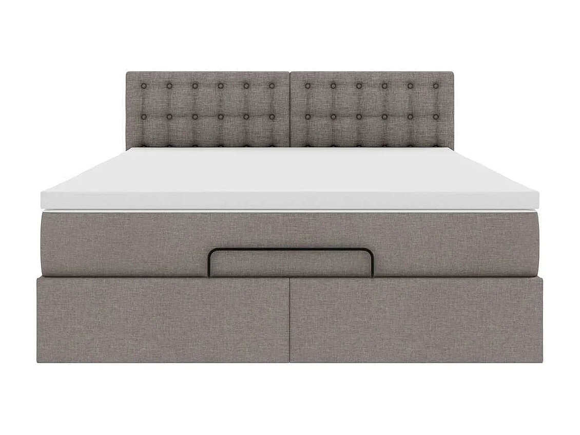 Lit ottoman avec matelas taupe 140x200 cm tissu