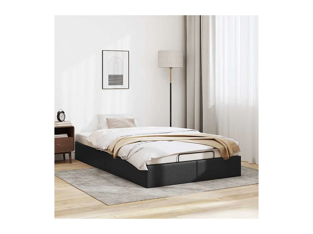 Cadre de lit ottoman sans matelas noir 120x190 cm similicuir