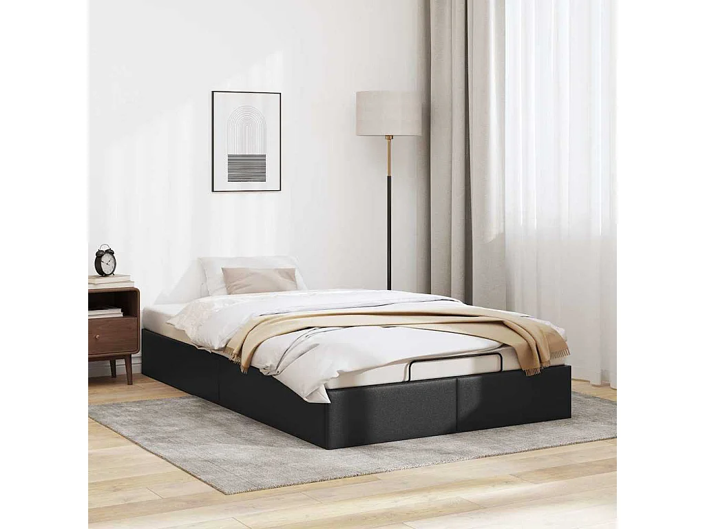 Cadre de lit ottoman sans matelas noir 120x190 cm similicuir
