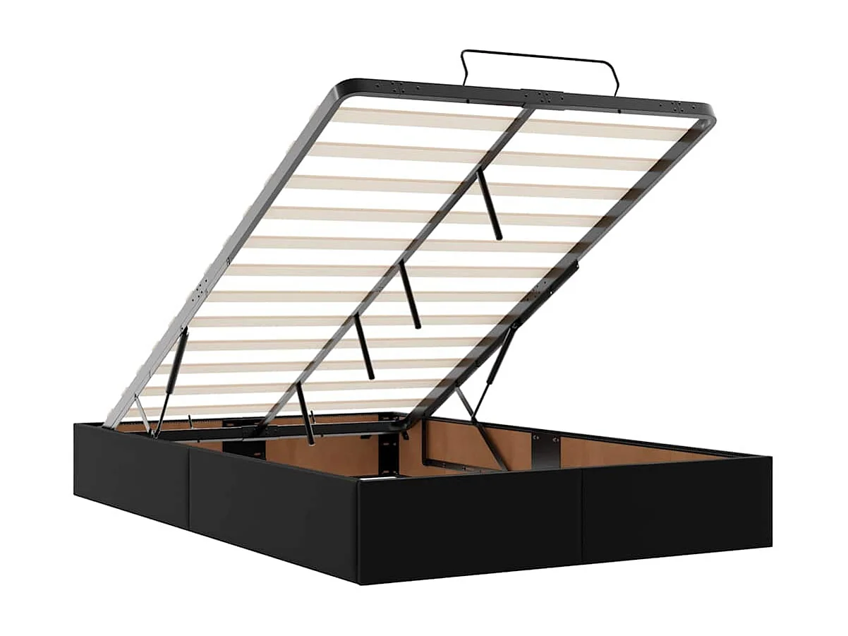 Cadre de lit ottoman sans matelas noir 120x190 cm similicuir