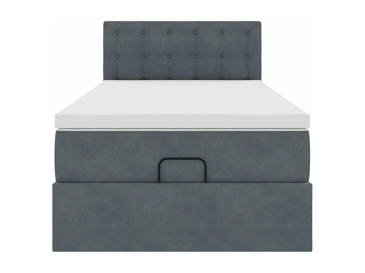 Cadre de lit ottoman avec matelas gris foncé 90x190 cm velours