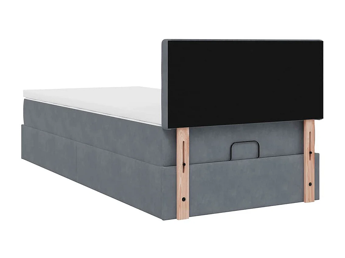Cadre de lit ottoman avec matelas gris foncé 90x190 cm velours