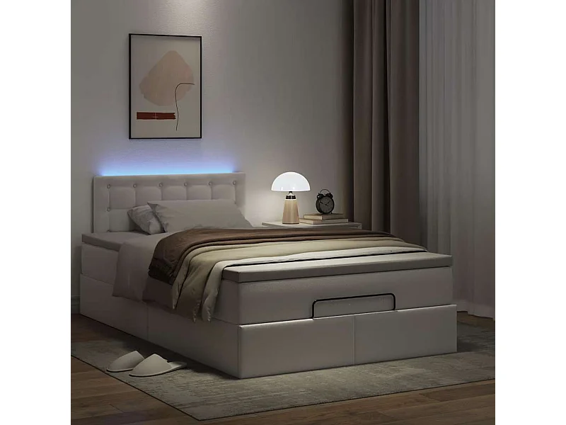 Estructura cama otomana colchón blanco puro 120x190cm