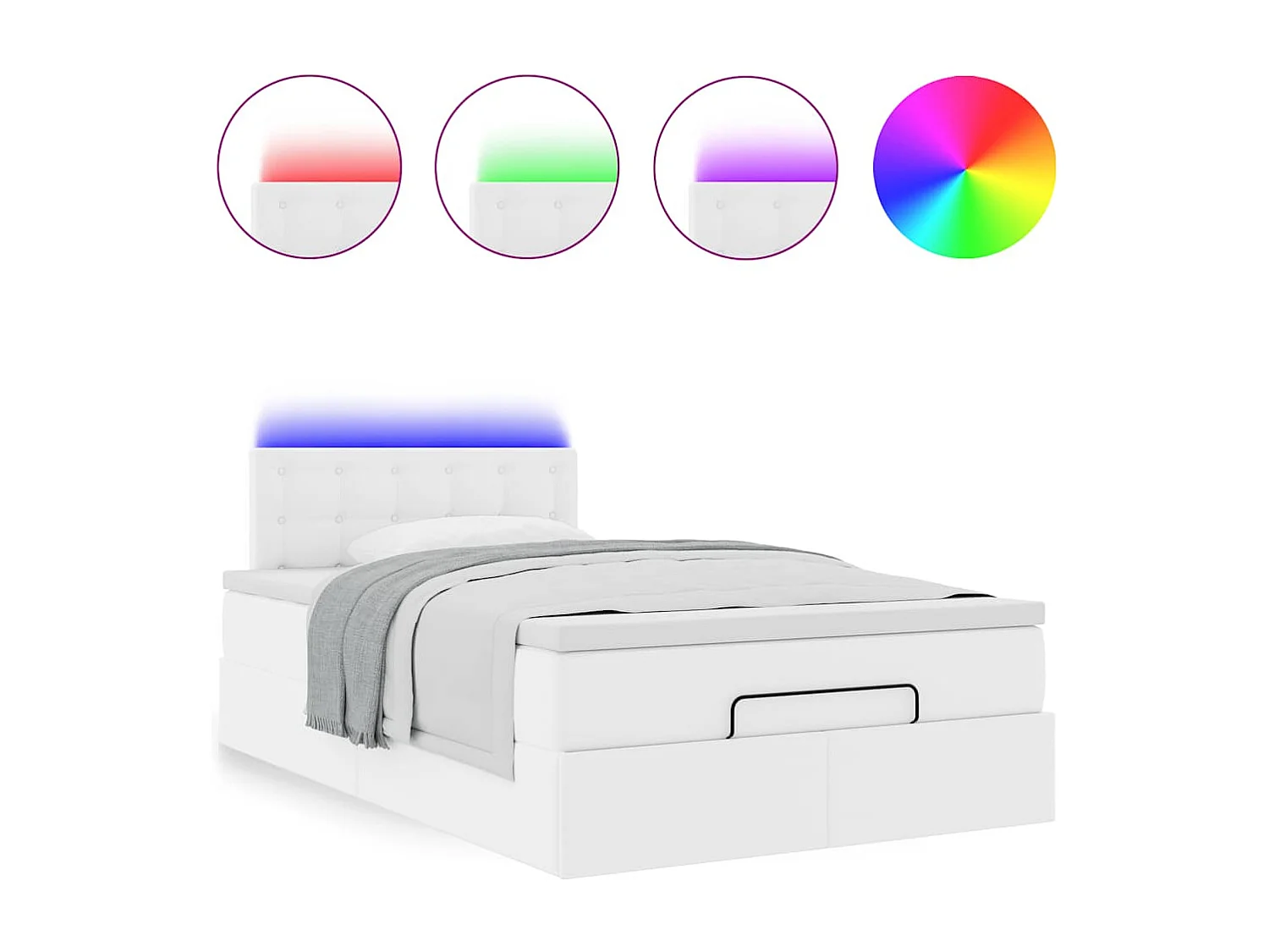 Estrutura de cama otomana com colchão 120x190 cm branco puro