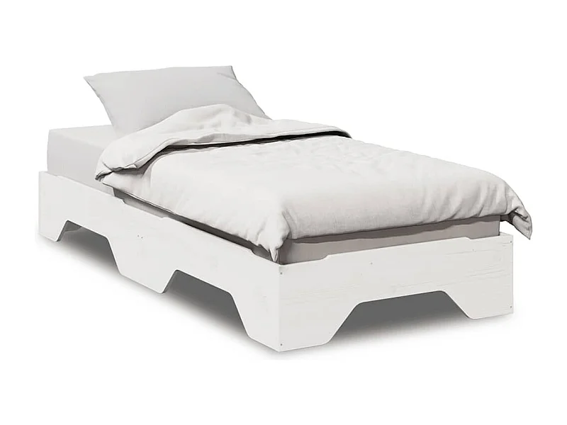Cadre de lit sans matelas empilable blanc 100x200cm bois massif