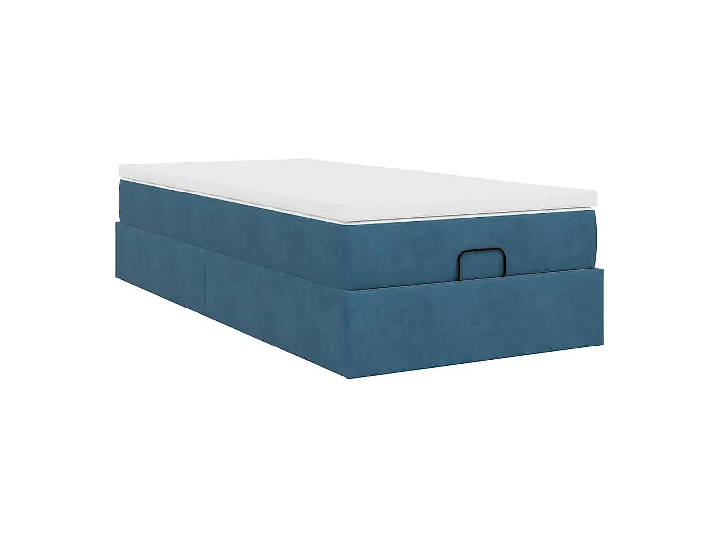 Estructura cama otomana colchón terciopelo azul oscuro