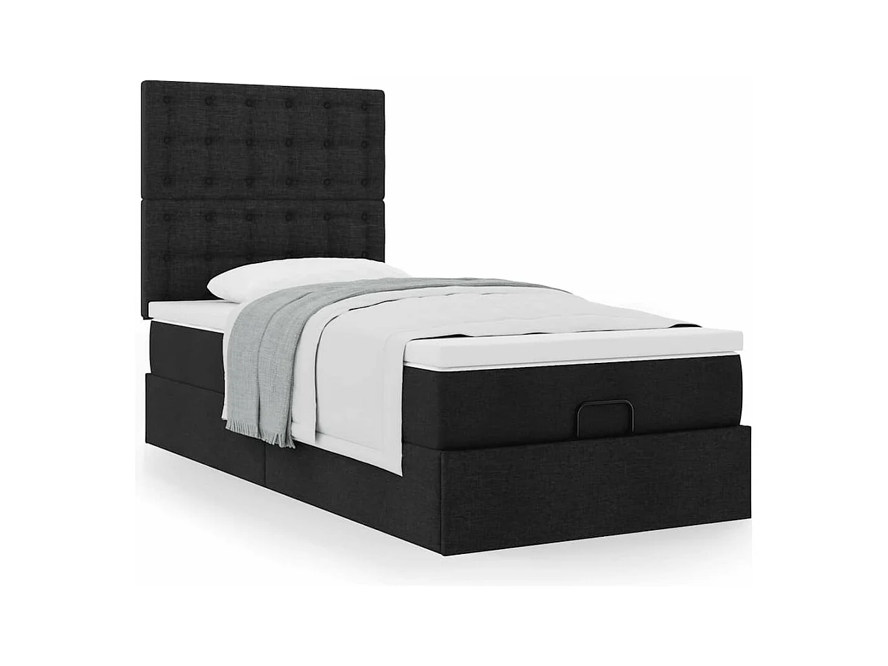 Estructura cama otomana colchón tela negro 90x200 cm