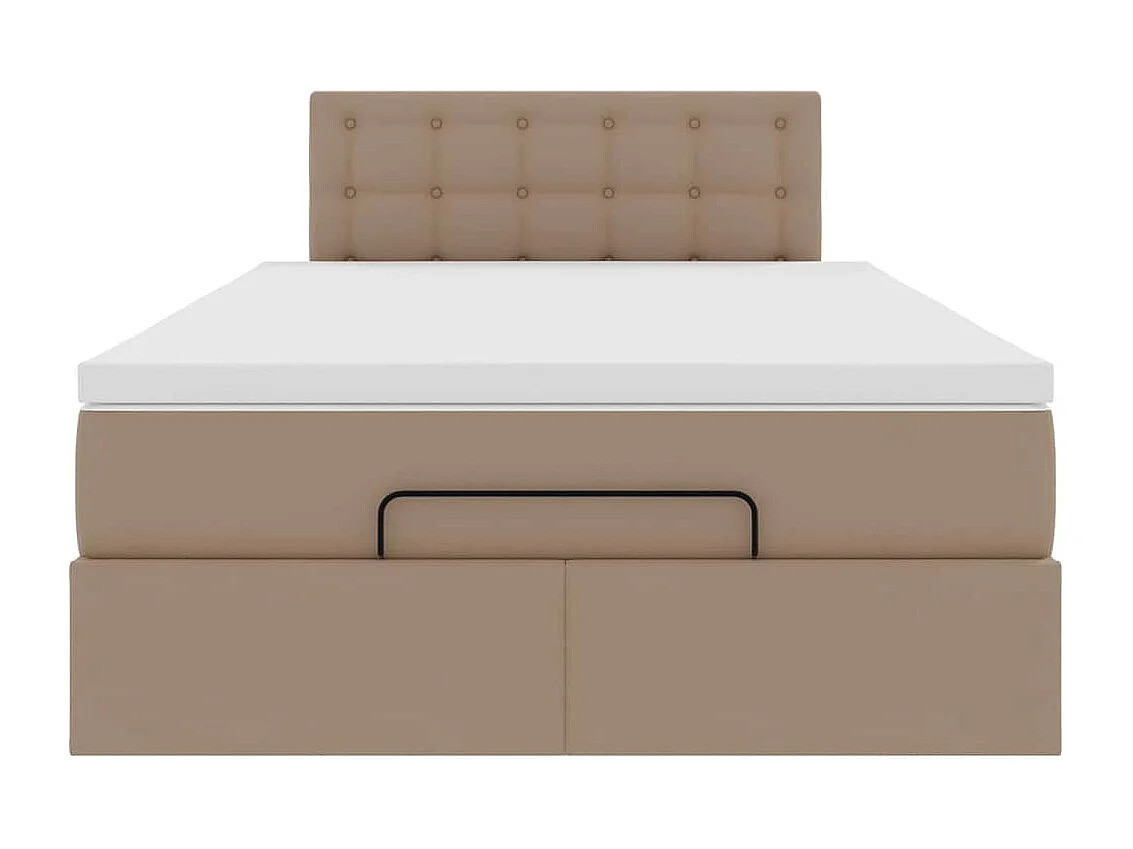 Cadre de lit ottoman et matelas cappuccino 120x190cm similicuir