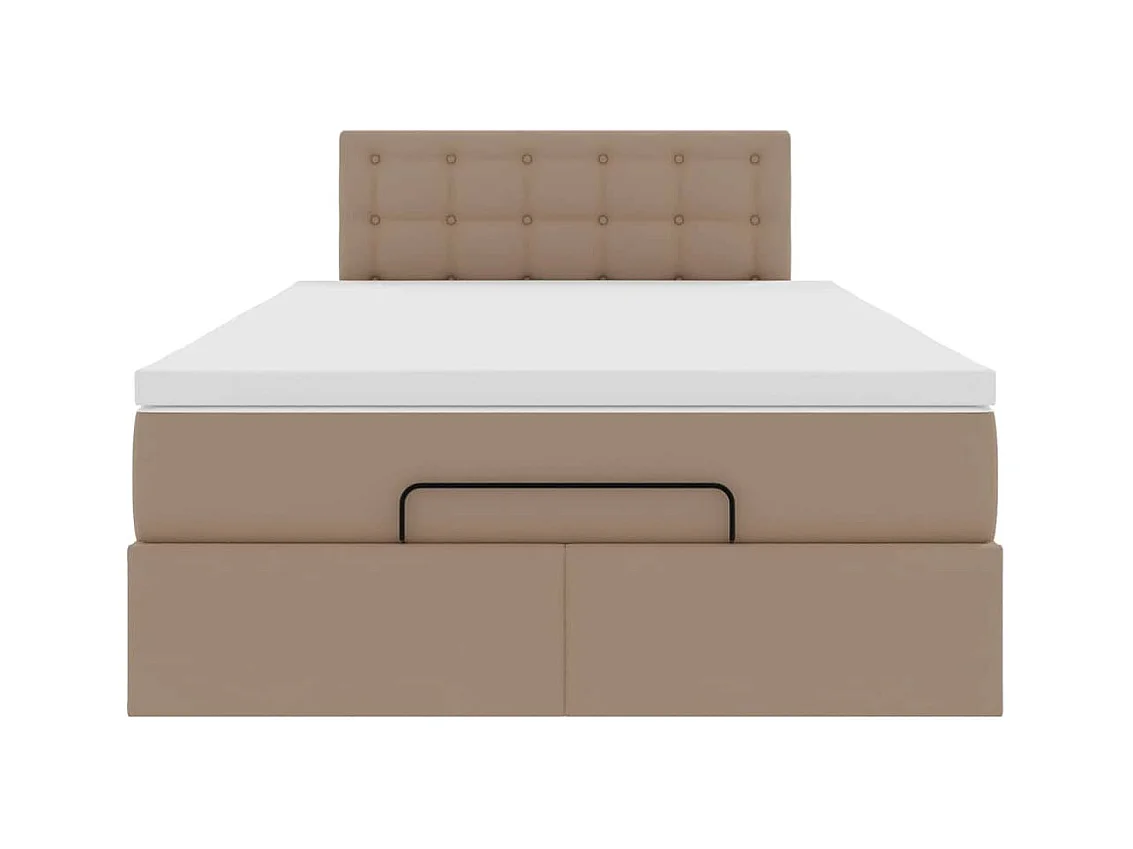 Cadre de lit ottoman et matelas cappuccino 120x190cm similicuir