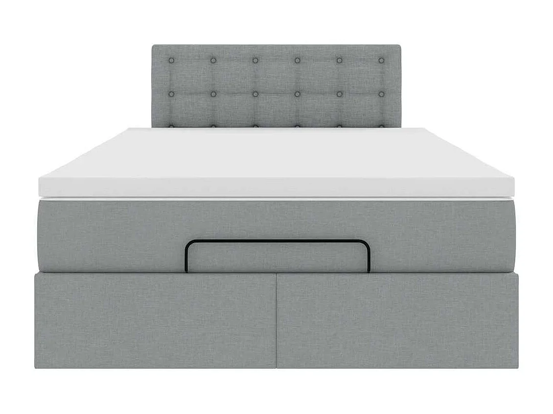 Estructura de cama otomana colchón tela gris claro