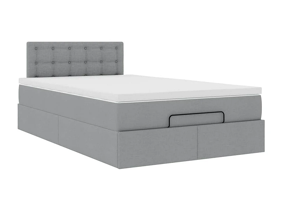 Cadre de lit ottoman avec matelas gris clair 120x190 cm tissu
