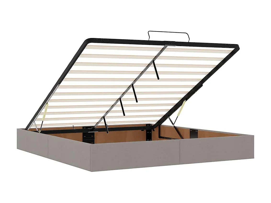 Cadre de lit ottoman sans matelas taupe 200x200 cm tissu