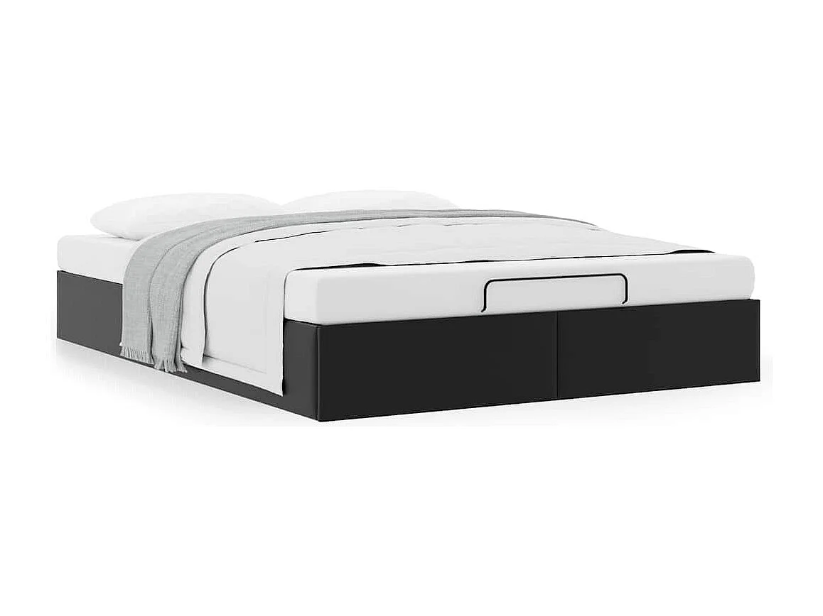 Cadre de lit ottoman sans matelas noir 140x190 cm similicuir