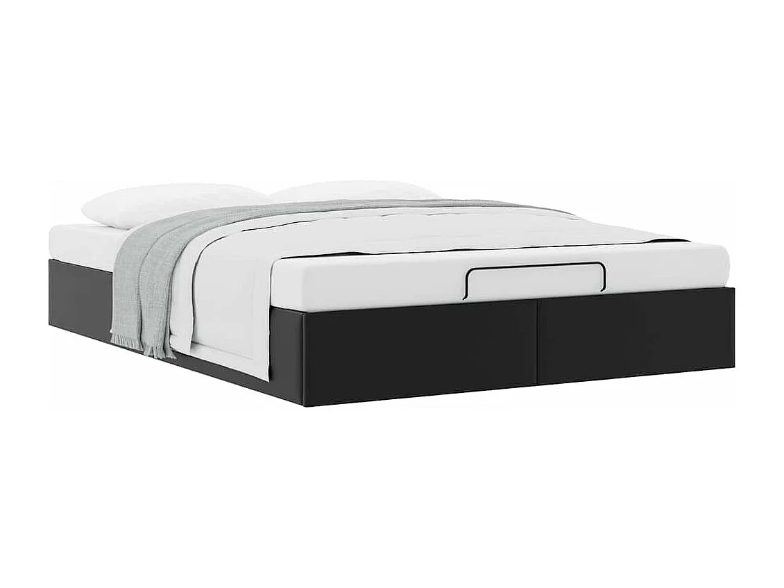 Cadre de lit ottoman sans matelas noir 140x190 cm similicuir