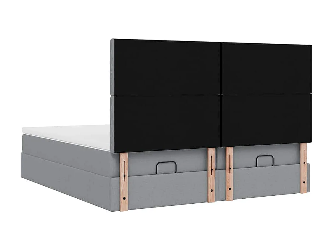 Cadre de lit ottoman et matelas gris clair 200x200cm tissu
