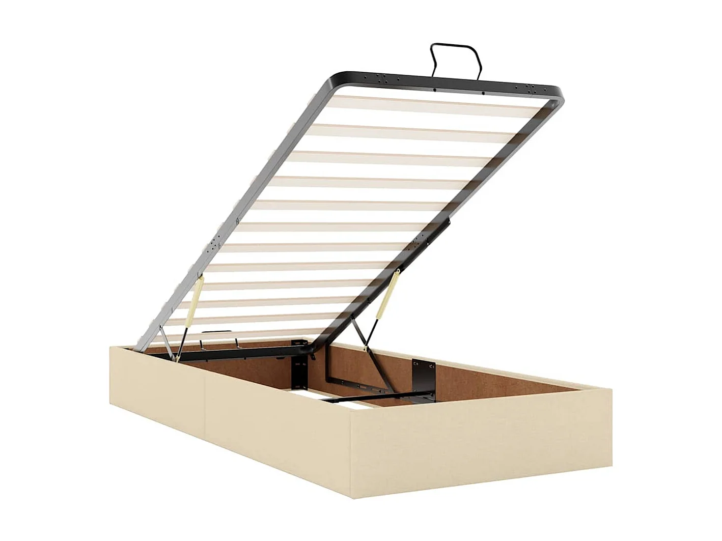 Cadre de lit ottoman avec matelas crème 90x190 cm tissu