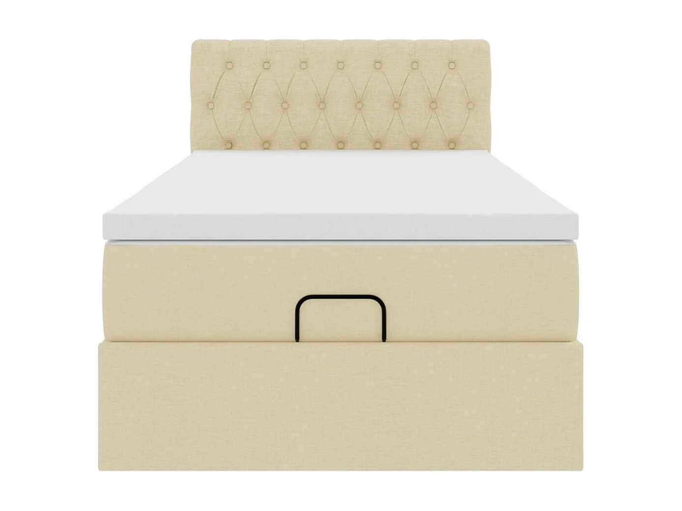 Cadre de lit ottoman avec matelas crème 90x190 cm tissu