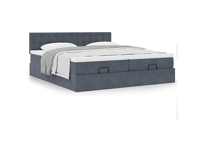 Ottoman bed met matrassen 160x200cm fluweel donkergrijs