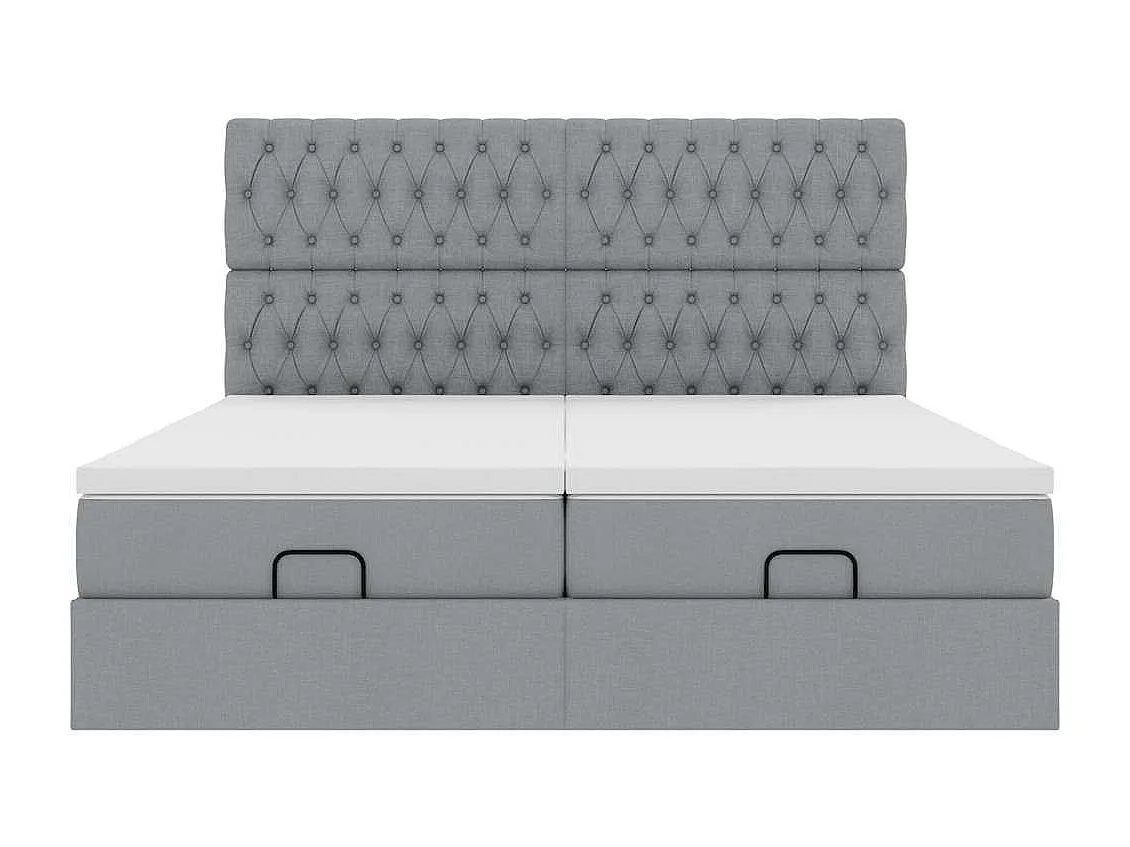 Cadre de lit ottoman et matelas gris clair 180x200cm tissu