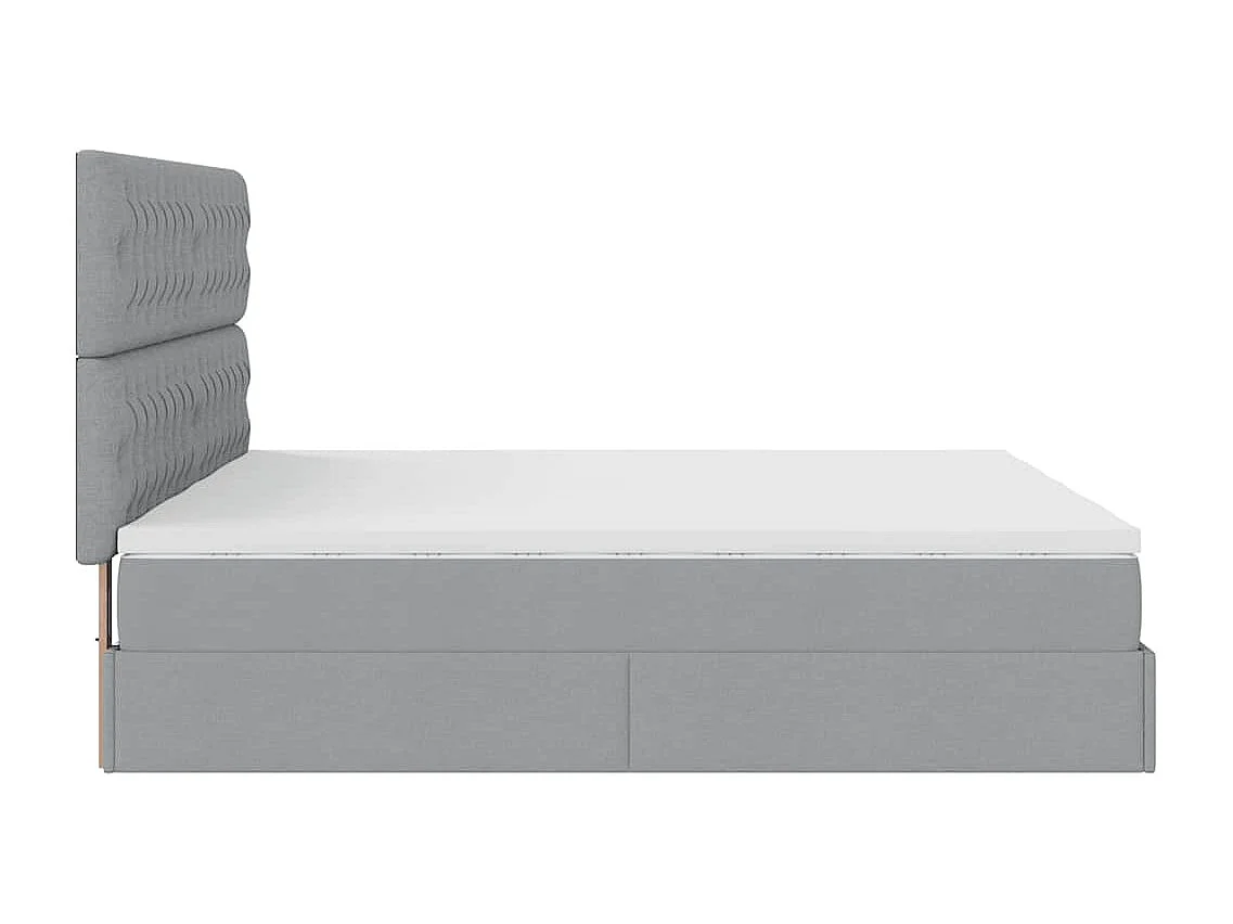 Estrutura de cama otomana com colchões tecido cinzento claro