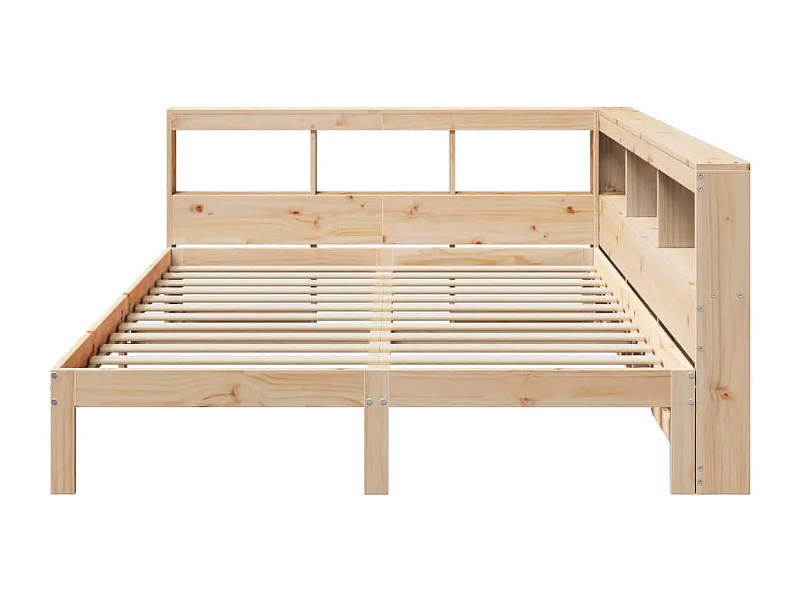 Lit bibliothèque sans matelas 140x200 cm bois massif de pin
