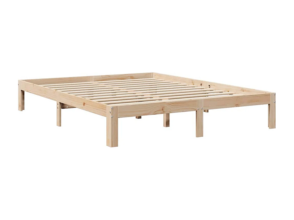 Lit bibliothèque sans matelas 140x200 cm bois massif de pin