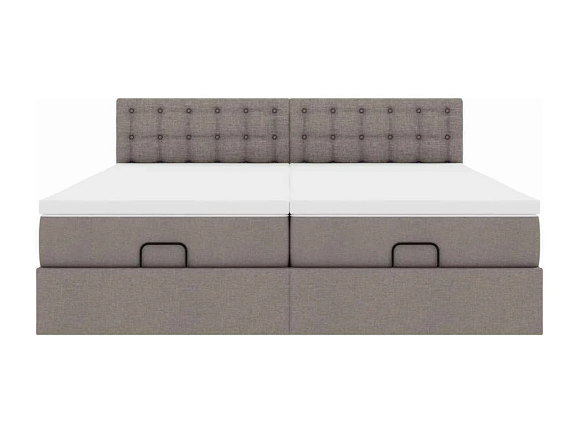 Cadre de lit ottoman avec matelas taupe 200x200cm tissu