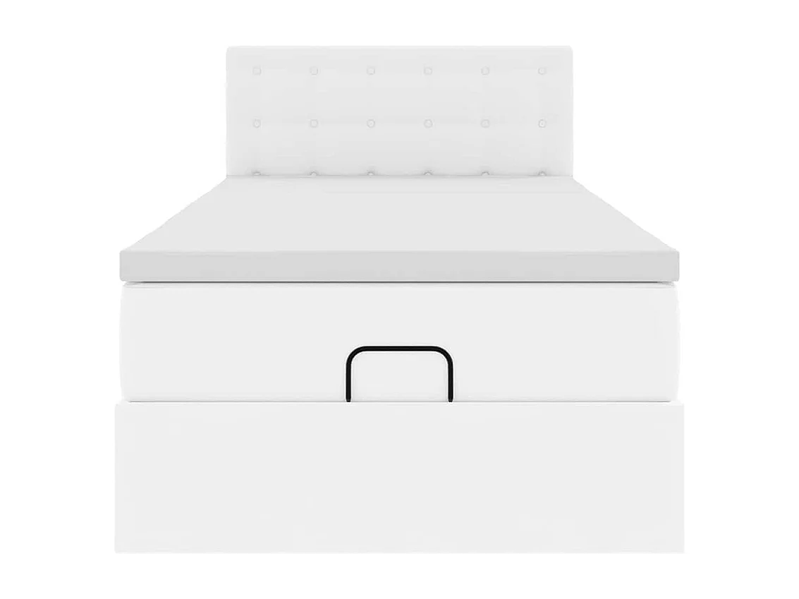 Estructura cama otomana colchón cuero sintético blanco 80x200cm