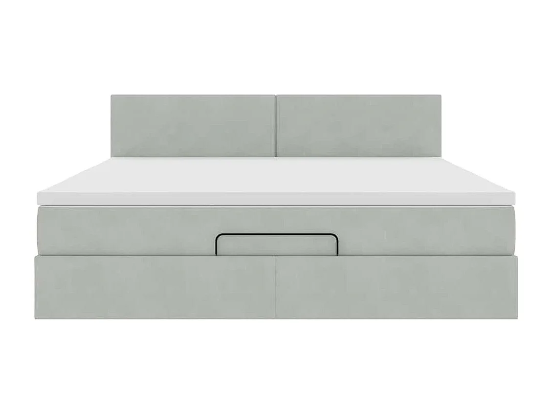 Cadre de lit ottoman avec matelas gris clair 180x200 cm velours