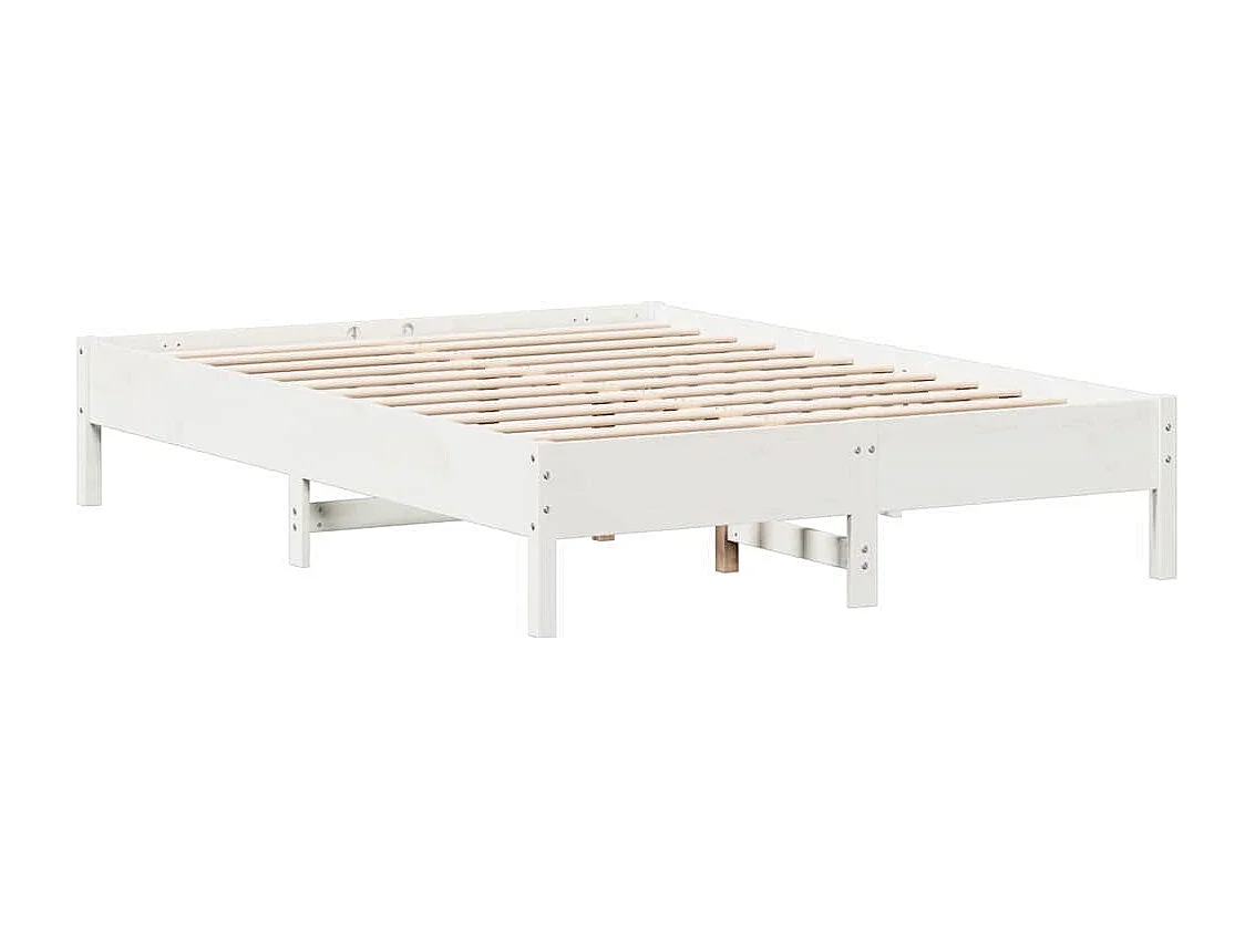 Lit bibliothèque sans matelas blanc 135x190 cm bois pin massif